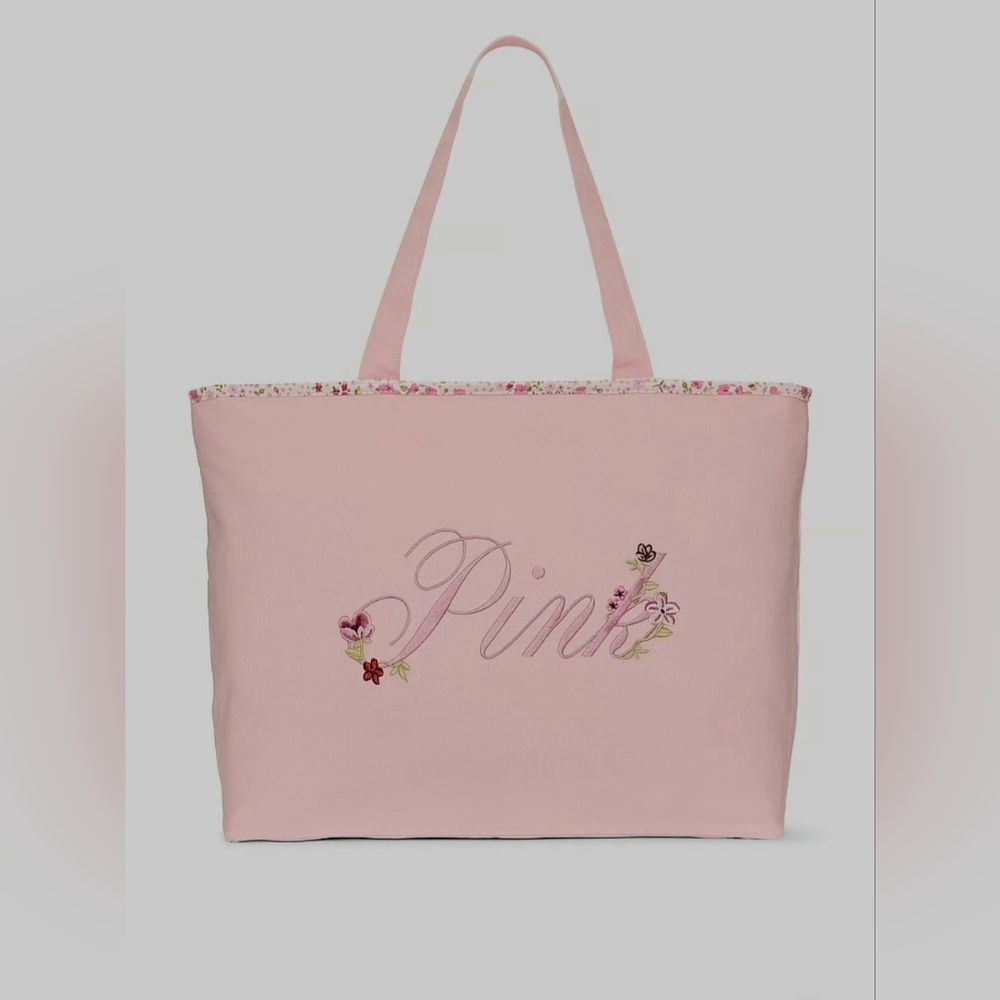 NEW Victoria's Secret Pink Floral Canvas Tote Bag